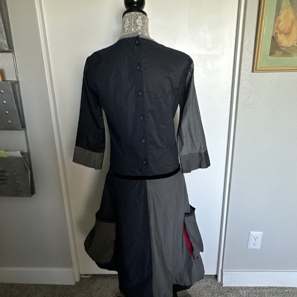 DESIGUAL Womens Dress EU 38 Small Grey Patchwork Cotton Poly - Picture 8 of 9